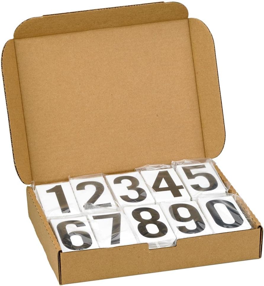 Placard Vinyl Numbering Kit - 3.5" H Permanent Adhesive White-Back Vinyl with Black Numbers - 50 Decals of 0-9, 500 Total Per Kit, DOT Compliant, J. J. Keller & Associates, Inc.