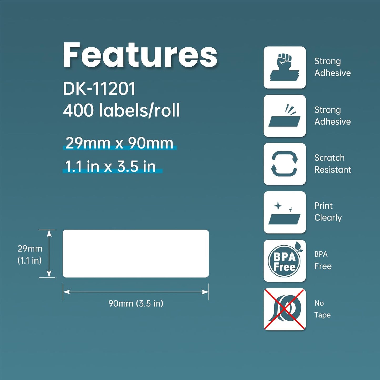 Compatible Address Labels Replacement for DK-1201 (1.1 in x 3.5 in)