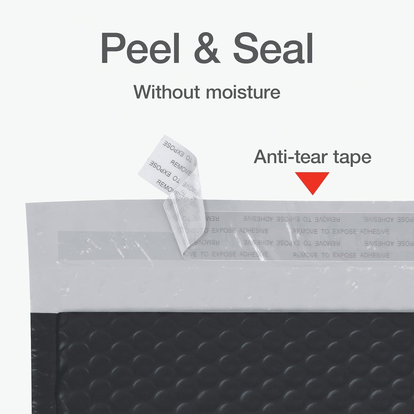 Quality Park Bubble Mailers, 4 x 8 Shipping Envelopes, Self-Seal, Small Black Padded Envelopes, Redi-Strip Peel Off Closure, 50 Per Box (1002352)