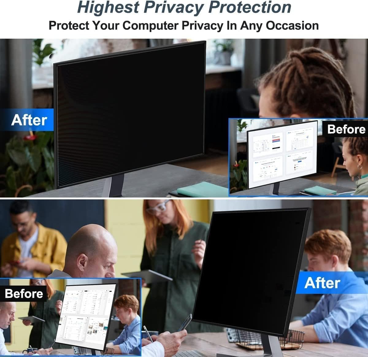 23 Inch 16:9 Computer Privacy Screen Filter for Monitor - Privacy Shield and Anti-Glare Protector