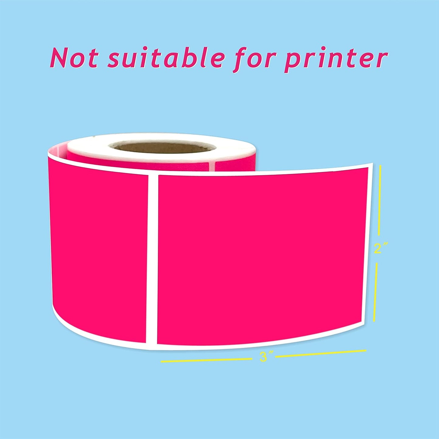 PARLAIM 3 X 2 Inch Rectangle Adhesive Color Coding Stickers,Square Colorful Inventory Stickers -250 Per Dispenser Box (Fluorescent Pink)