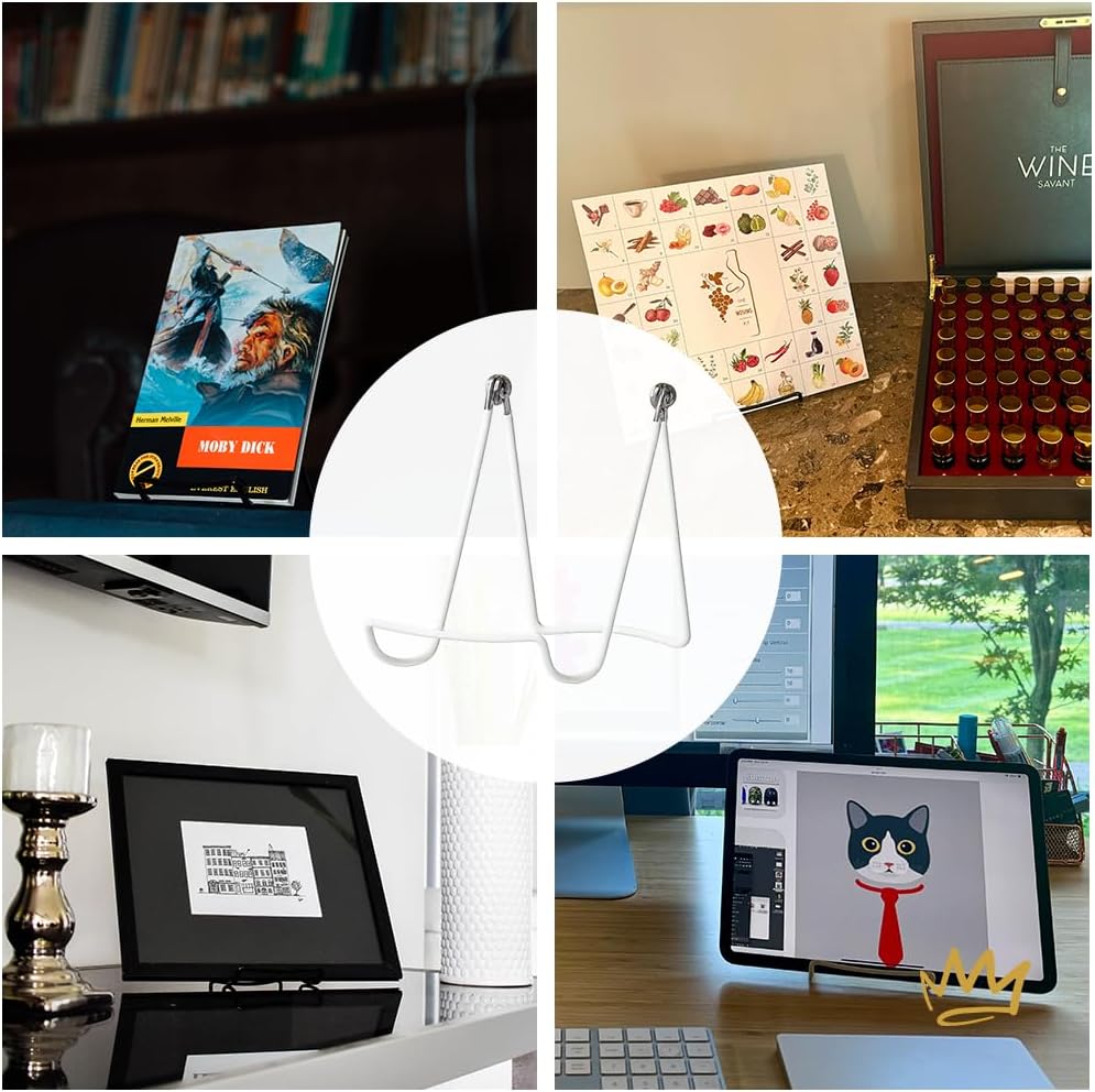 KINGDOM SOLUTIONS MADE IN USA 6-Pack Sturdy & Durable Adjustable White Metal Easels to Display Books, Frames, Comics, Plates & More - Unique on the Market