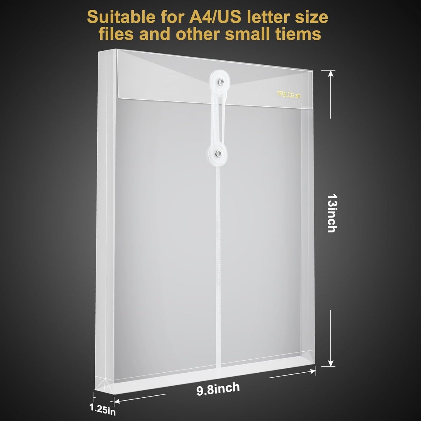 24 Pack Clear Plastic Envelopes with String Closure,A4/US Letter Size,Poly Reusable File Folders Project with1-1/4"Expansion,Paper Documents Organizer for Home, Office and School.