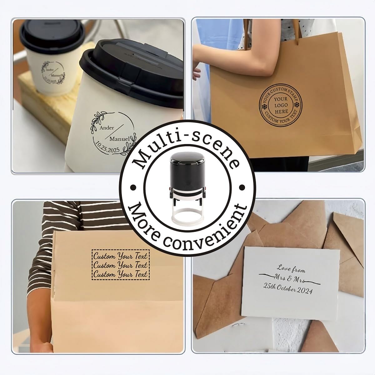 Multi-Size Custom Stamps Self Inking Personalized Logo Name Image Return Address Rubber Stamps for Office Business Personal Use (Round-1.65inch)