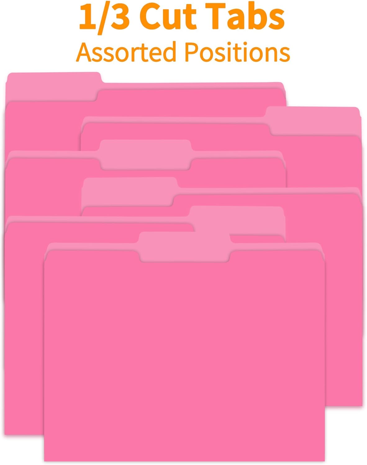 100 Packs File Folder,1/3-Cut Tabs,File Folders Letter Size,8.5x11 Pink File Folders for Office,School and Home,Organizer Documents