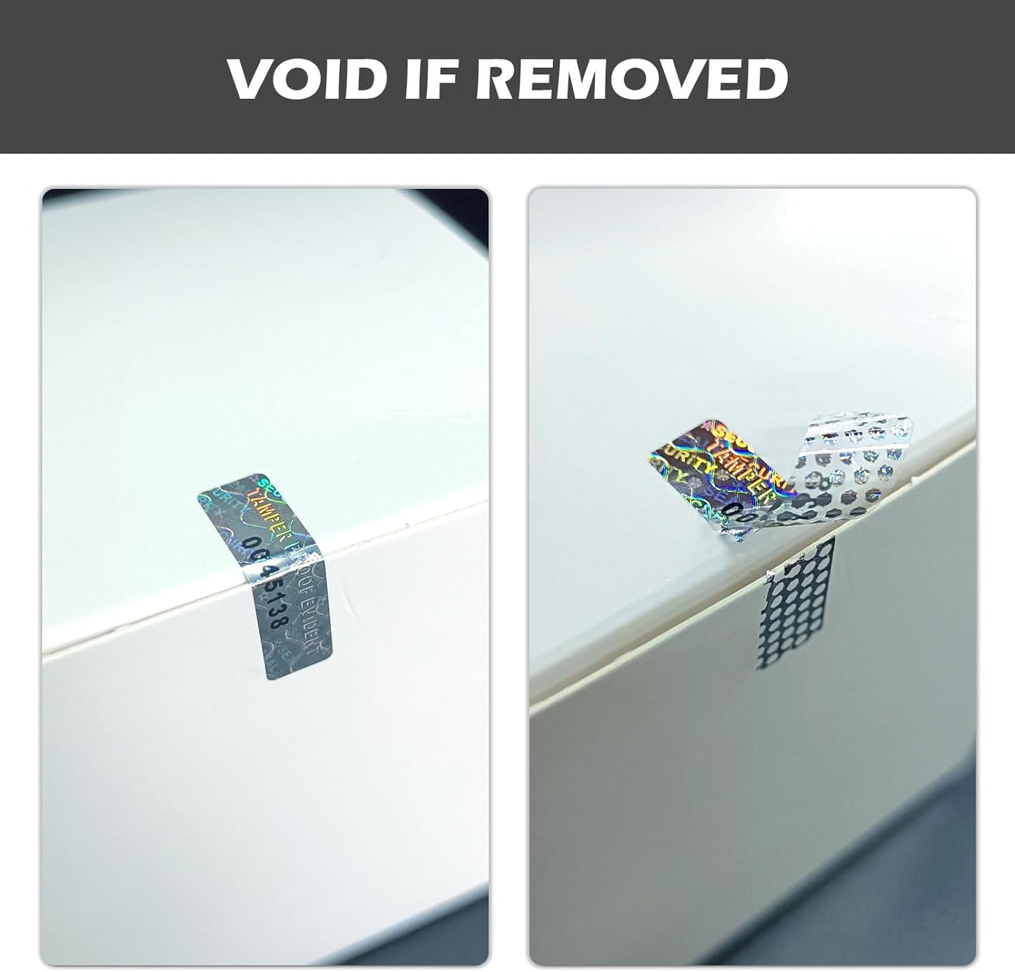 1300pcs Tamper evident Hologram Stickers Original Security Labels Warranty Void Seal Tamper Proof Sticker with Unique Serial Number 1x0.3inch