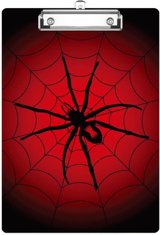 Red Spider Web Plastic Clipboards,Cute Fashion Clipboard Decorative 8.5" x 12.5"Standard A4 Size Clipboards,Acrylic Clipboard for Teacher,Social Worker,Students,Nurse,Office Supplies