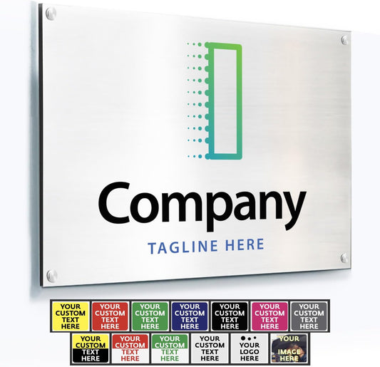 Custom Metal Signs, Personalized Aluminum, Customized Safety, Business Signs, Waterproof Outdoor, White Aluminum (Logo, 42x28 In)