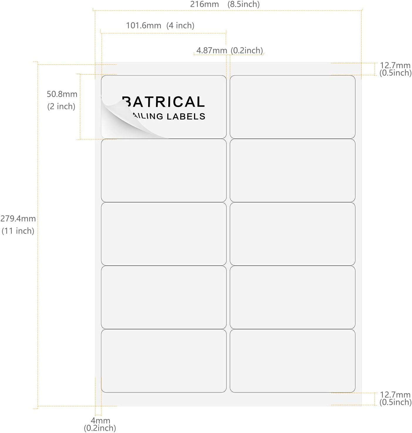 2"×4" shipping labels 300 labels sticker paper for Laser/Ink Jet Printer mailing labels 8.5"×11" white 10 per sheet