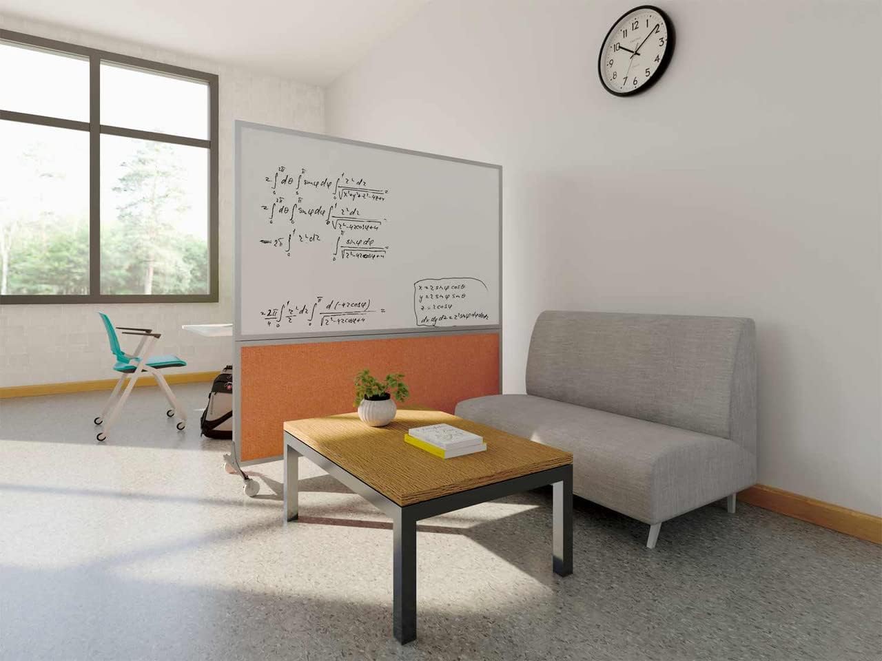 DivideWrite Mobile Whiteboard | Double Sided Dry Erase Board | Portable Office Cubicle Partition | Display for Classrooms, Conference Rooms, Meeting Areas and More | Caribbean Fabric 4' Wide x 6' Tall