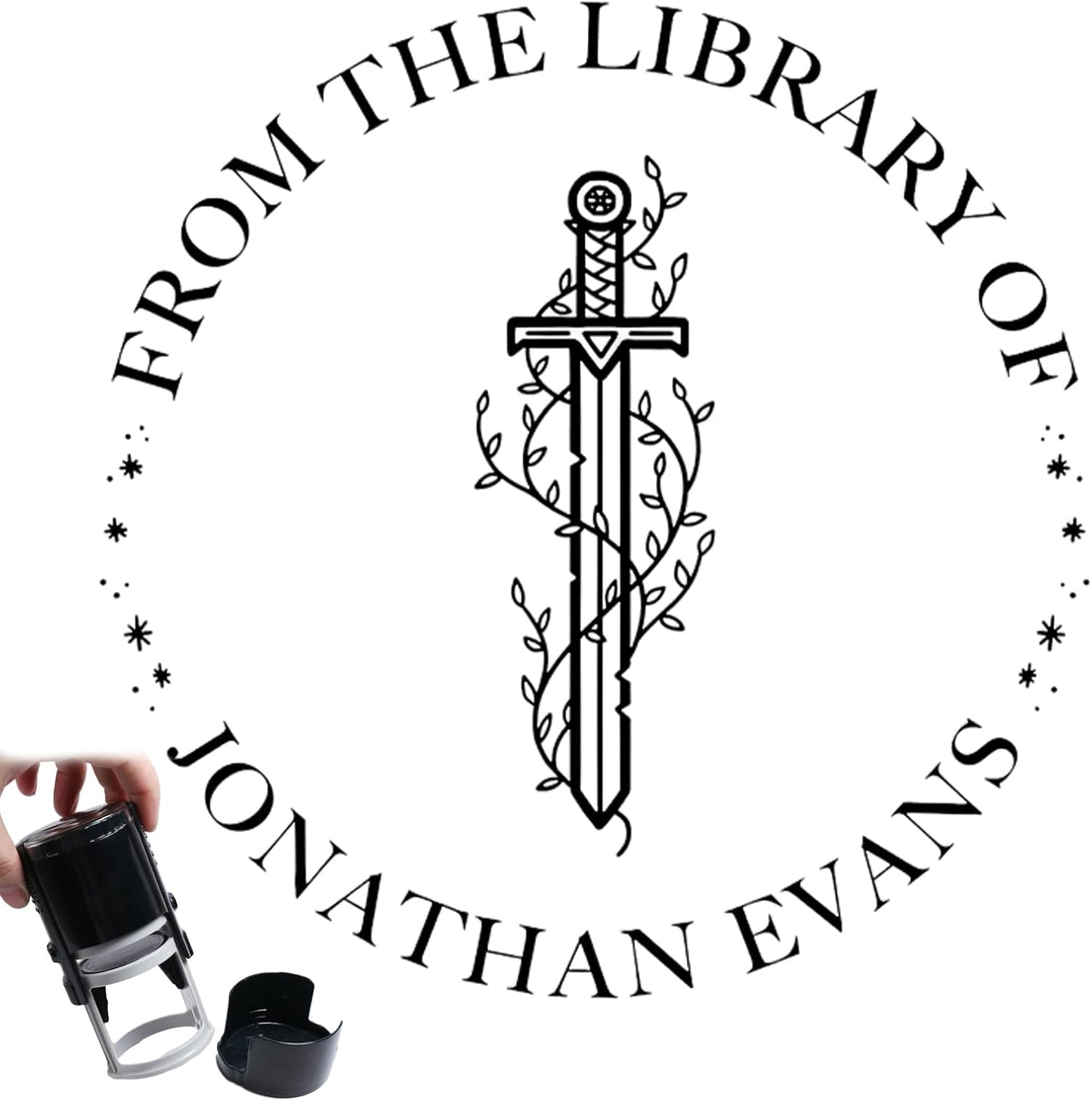 HJX Custom Book Embosser Personalized, Customized Personal Book Embosser for Books from The Library of Self-Inking Stamp (02-Stamp)