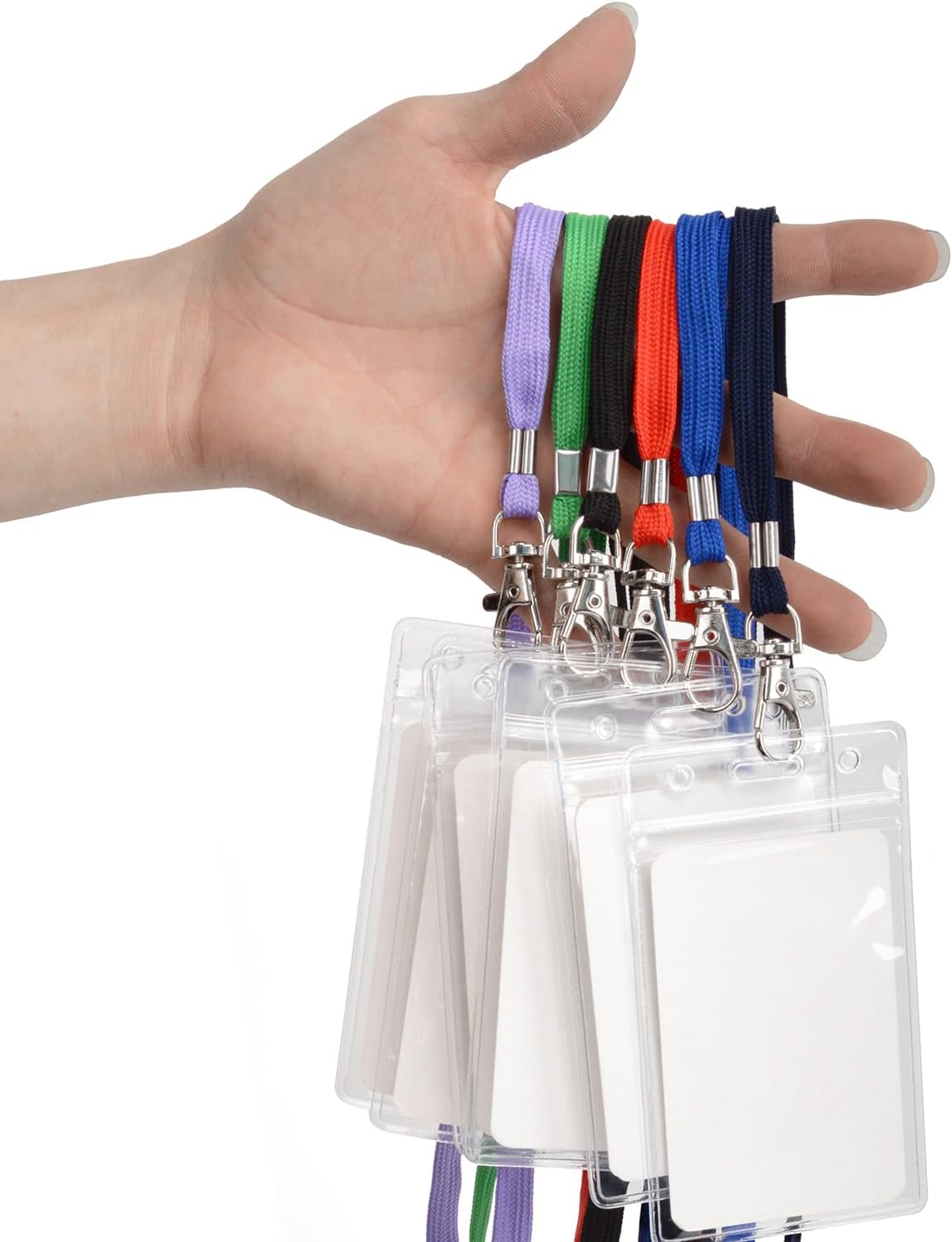 Green Lanyards 50 Pcs Bulk Lanyard for Id Badges Flat Lanyard with Badge Clip Swivel Hook (50, Green)