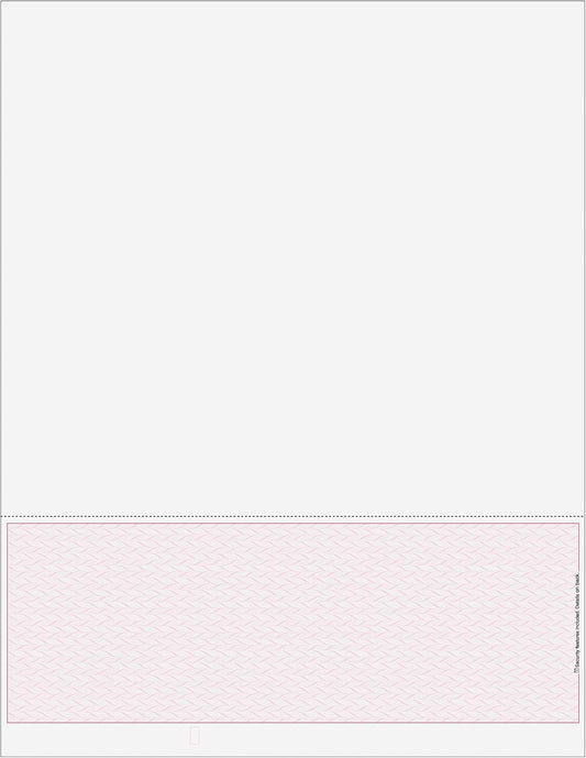 Blank Classic Laser Business Bottom Check, Blank Computer Check Paper with Burgundy Herringbone Background (One Perf), 500/Pk