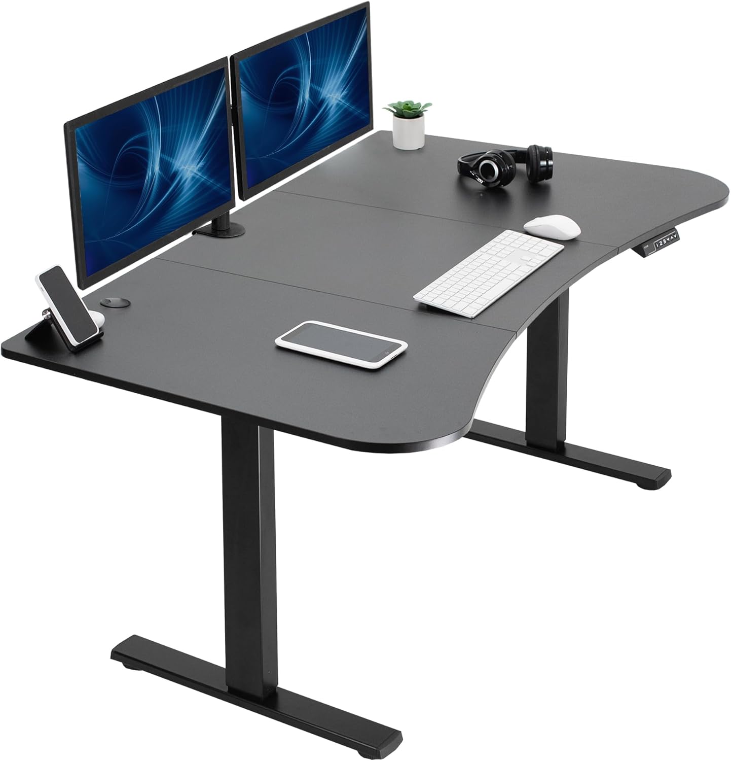 VIVO Electric 63 x 32 in Standing Desk, Memory Height Adjustment, 1B Series, Black Top Black Frame, DESK-KIT-1B1B