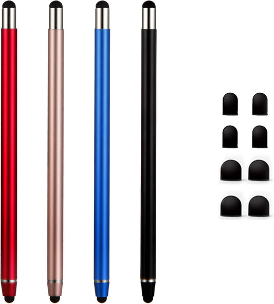Stylus Pens for Touch Screens - Waycco High Sensitivity Capacitive Stylus 2 in 1 Touch Screen Pen with 8 Replaceable Tips for iPad iPhone Tablets Samsung Galaxy All Universal Touch Devices - 4 Pack
