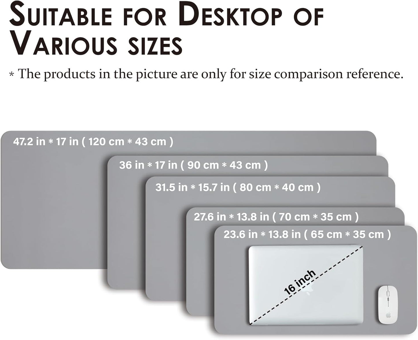 Leather Desk Mat - Non-Slip PU Desk Pad for Office and Home - Desk Organization and Accessories - Ideal for Large Mouse Pad and Desk Mats on Top of Desks (Dark Gray,31.5"x 15.7")