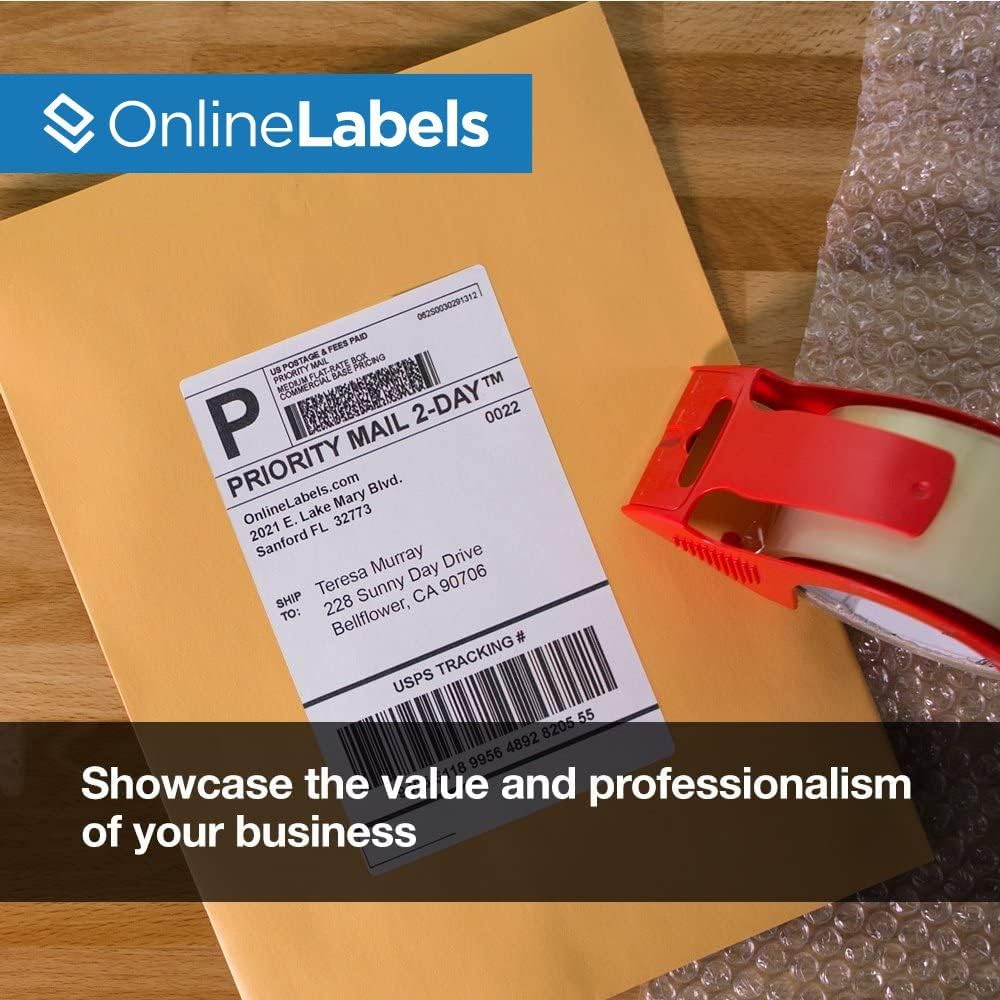8.5 x 5.5 Half-Sheet Shipping Labels - Permanent, White Matte - for FBA, FedEx, UPS - Pack of 2,000 Labels, 1,000 Sheets - Inkjet/Laser Printers - Online Labels