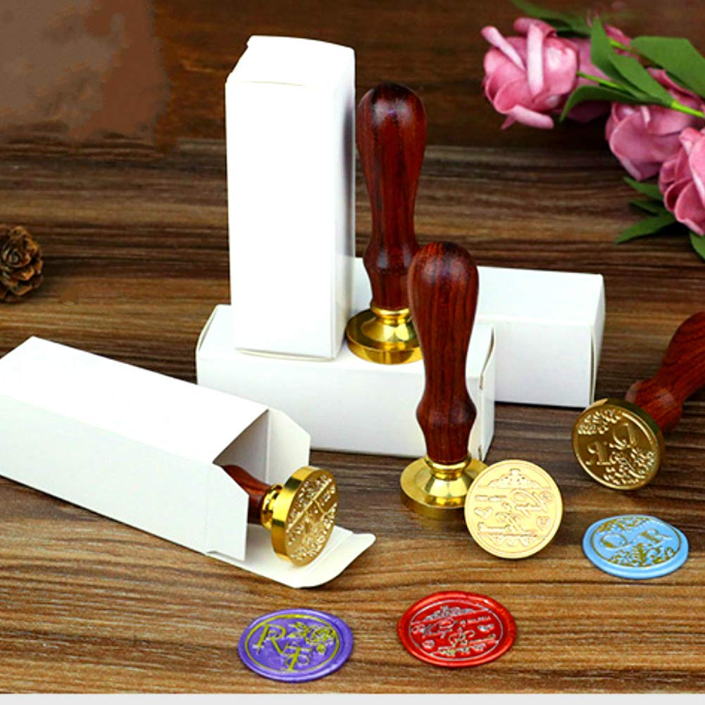 Animal Wax Seal Stamp with Removable Brass Head Wooden Handle for Envelope Sealing