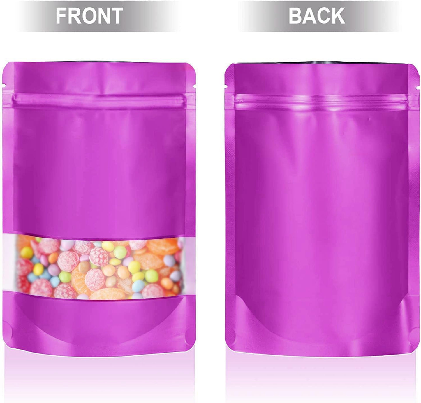 4"x6" 120pcs Mylar Bags for Food Storage,Smell Proof Bag with Matte Window Resealable Food Storage Bags for Small Business, Stand-up Foil Pouch Packaging Freeze Dried Candy Bag（Purple）