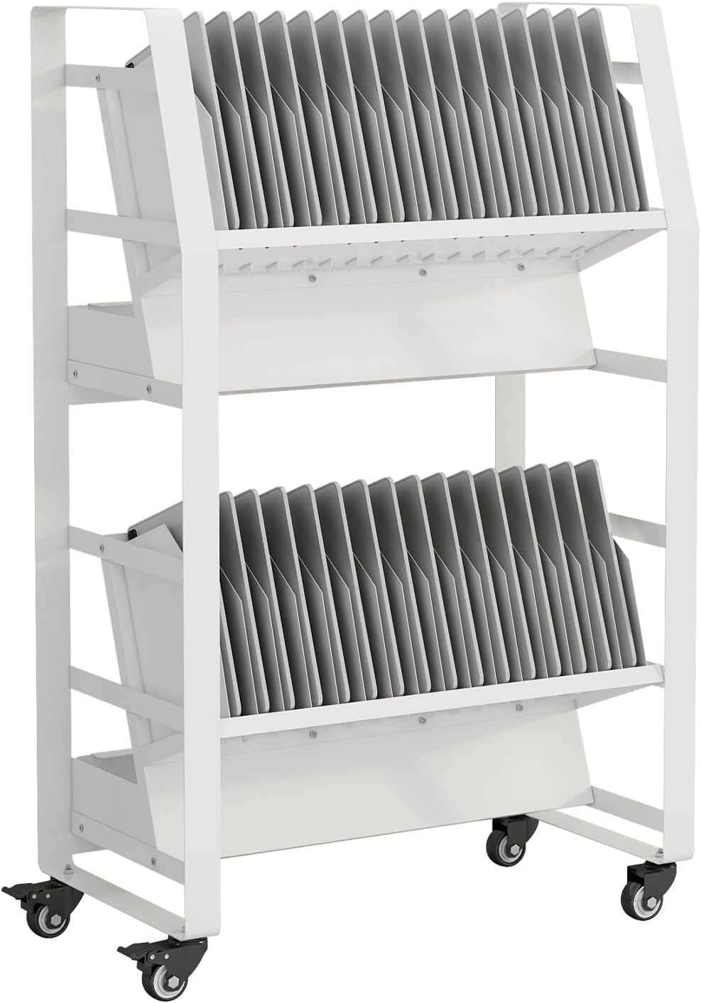 32 Device Mobile Open Charging Cart, Charging Station Rack with Easy Access and Removable Slots, Charging Storage Cart with Cable Management for Tablets, Chromebooks, Laptop Computers