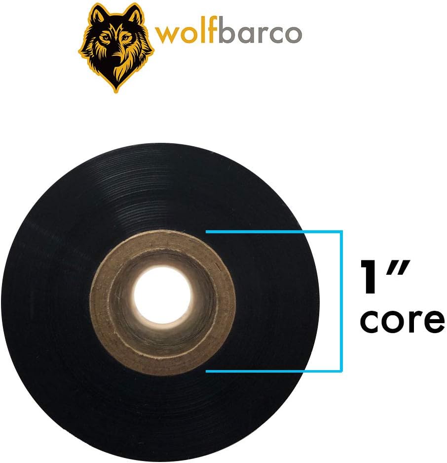 6 Rolls Wolfbarco 8.66" x 1476' (220mm x 450m) Black Standard Full Resin Thermal Transfer Ribbon Compatible with Zebra,TEC, INTERMEC,Citizen,TSC,GODEX,ARGOX Printers