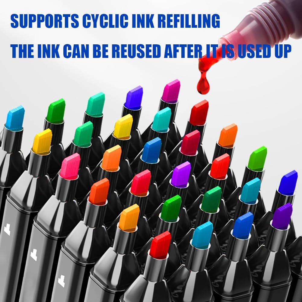 Alcohol Markers Set - 262 Colors, Dual Tip Permanent Sketch Markers with Organizing Case for Kids & Adults