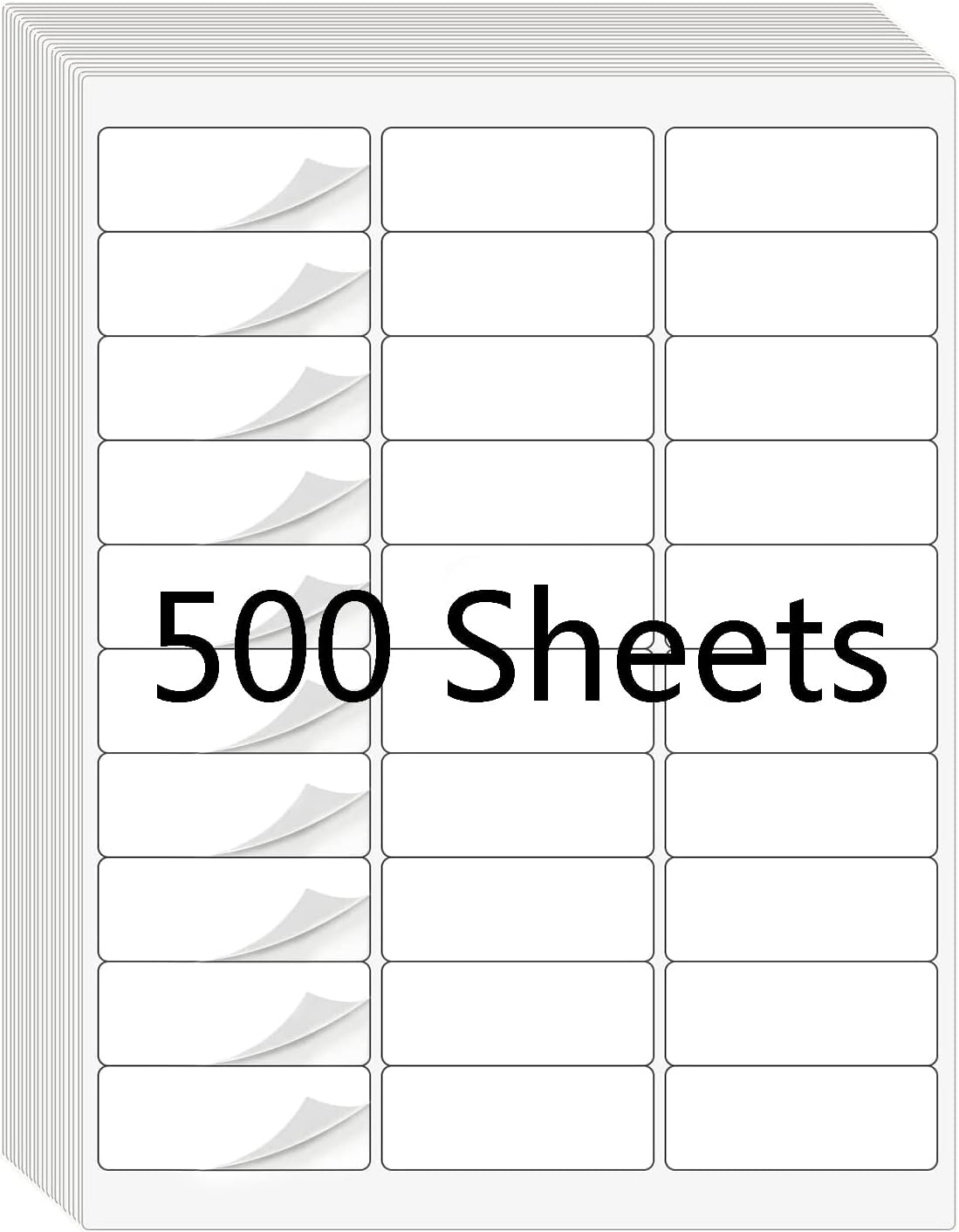 RBHK 1" x 2-5/8" Label Sticker Paper for Laser/Inkjet Printer, 8.5"×11" Address Mailing Labels, Matte White, 30 per Page [500 Sheets, 15000 Labels]