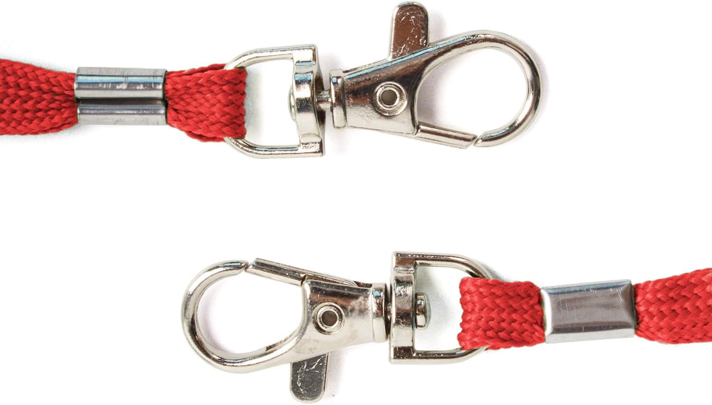Red Lanyards 50 Pcs Bulk Lanyard for Id Badges Flat Lanyard with Badge Clip Swivel Hook (50, Red)