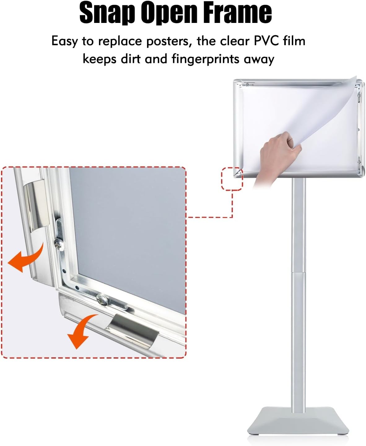 Sign Stand for Display, 11lbs Integrated Rod Heavy Duty Pedestal Floor Signage Stand Holder, for Outdoor or Indoor Advertising (8.5 x 11, Silver, 3Pack)
