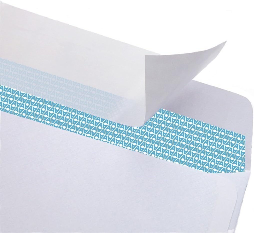 Aimoh 1000#10 Custom Printed Security Tinted Self-Seal Envelopes - Personalized with Logo and Address/Return Address Imprinted -Size 4-1/8 X 9-1/2" -White -24 LB -1000 Count (74001)