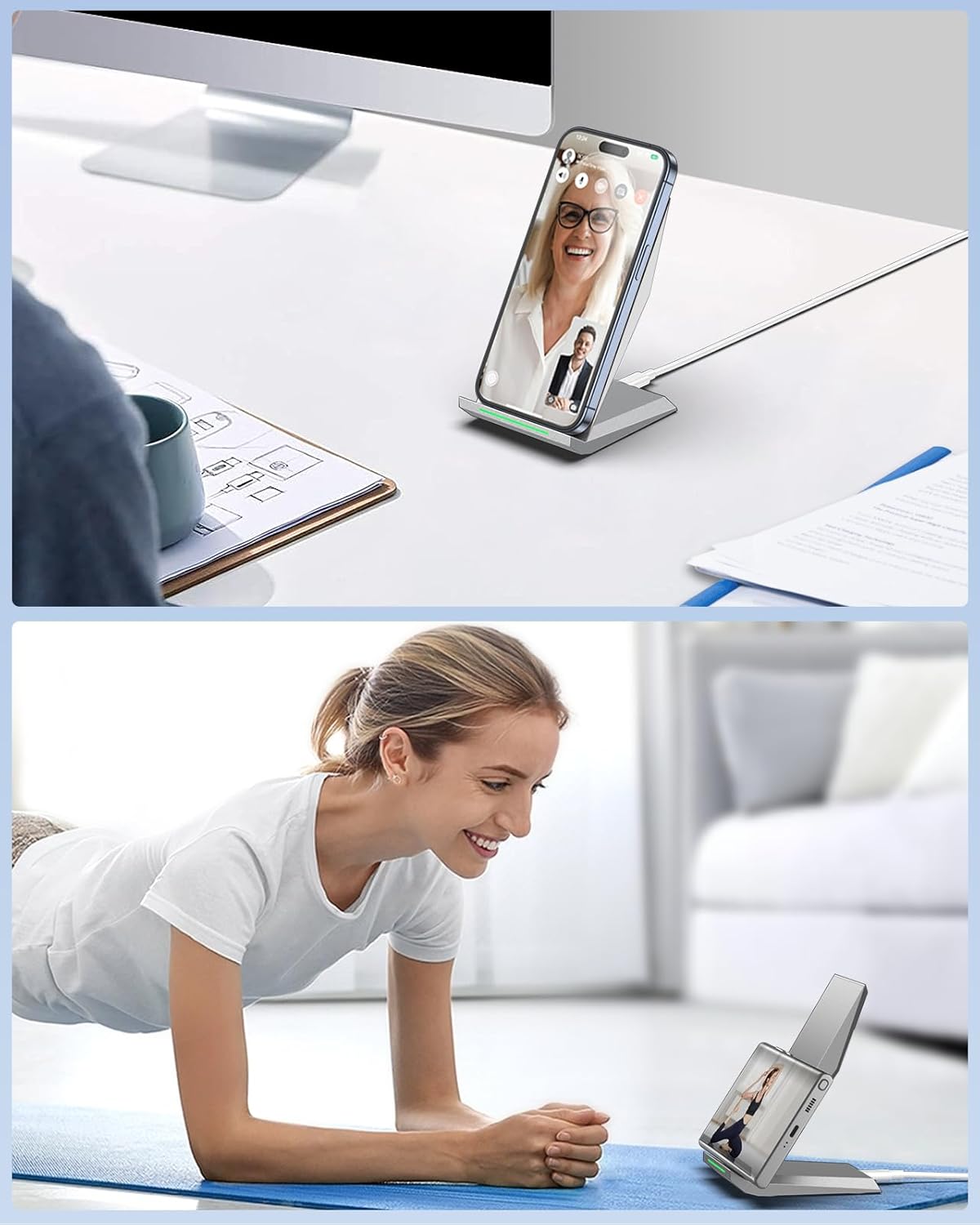 Fast Wireless Charger, NANAMI Qi Certified Wireless Charging Stand Compatible iPhone 17/17 Air/16/16 Plus/15/14/13/12, Desktop Charger for Samsung Galaxy S25/S24/S23/S22/S21 and Qi-Enabled Phone