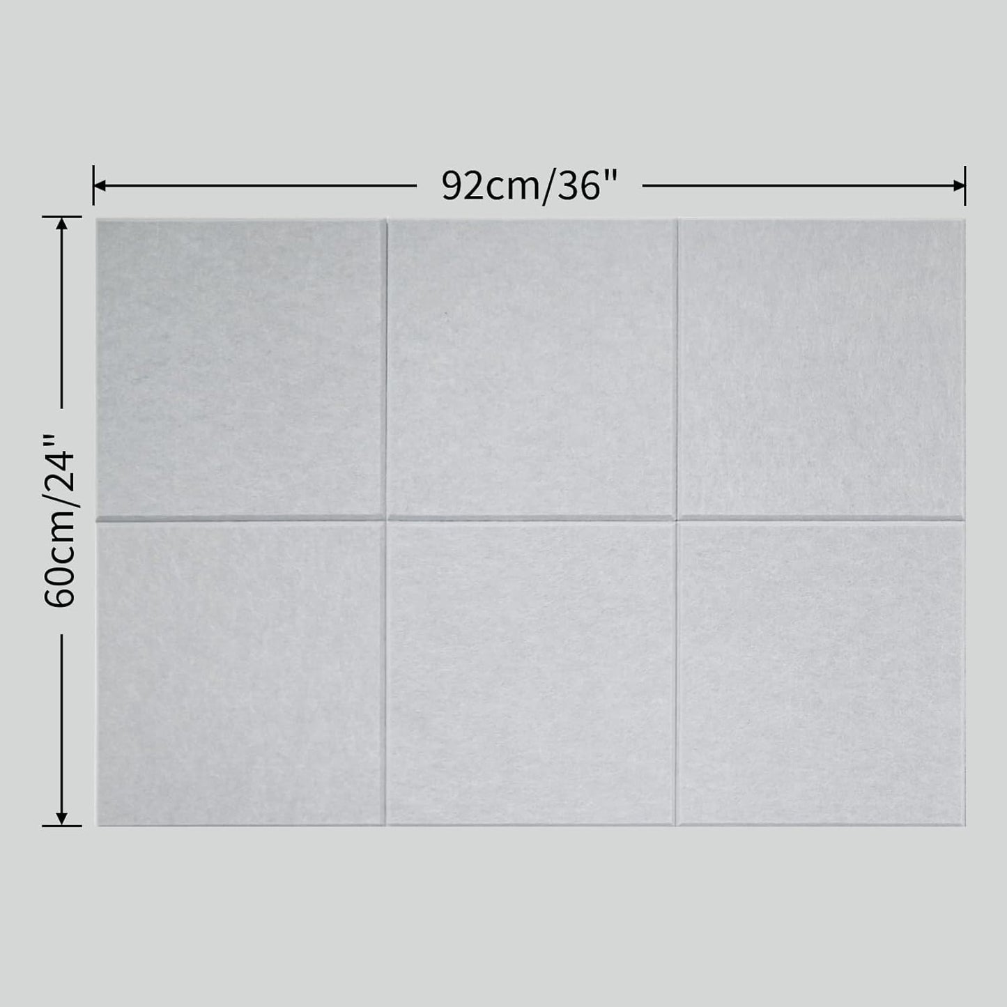 Large Cork Board for Wall 6 Pack, Bulletin Board 36" X 24", Felt Board Wall Tiles with 72 Damage-Free Removable Pads & Push Pins, Alternative Pin Board Cork Board for Office Home, Light Grey