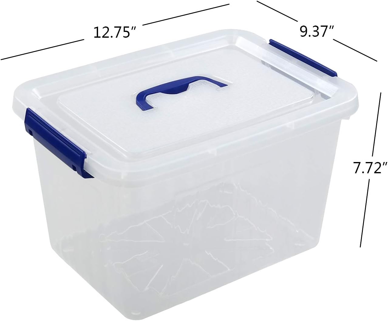 Morcte 10 L Plastic Lidded Storage Bin, Clear Storage Box, Pack of 6