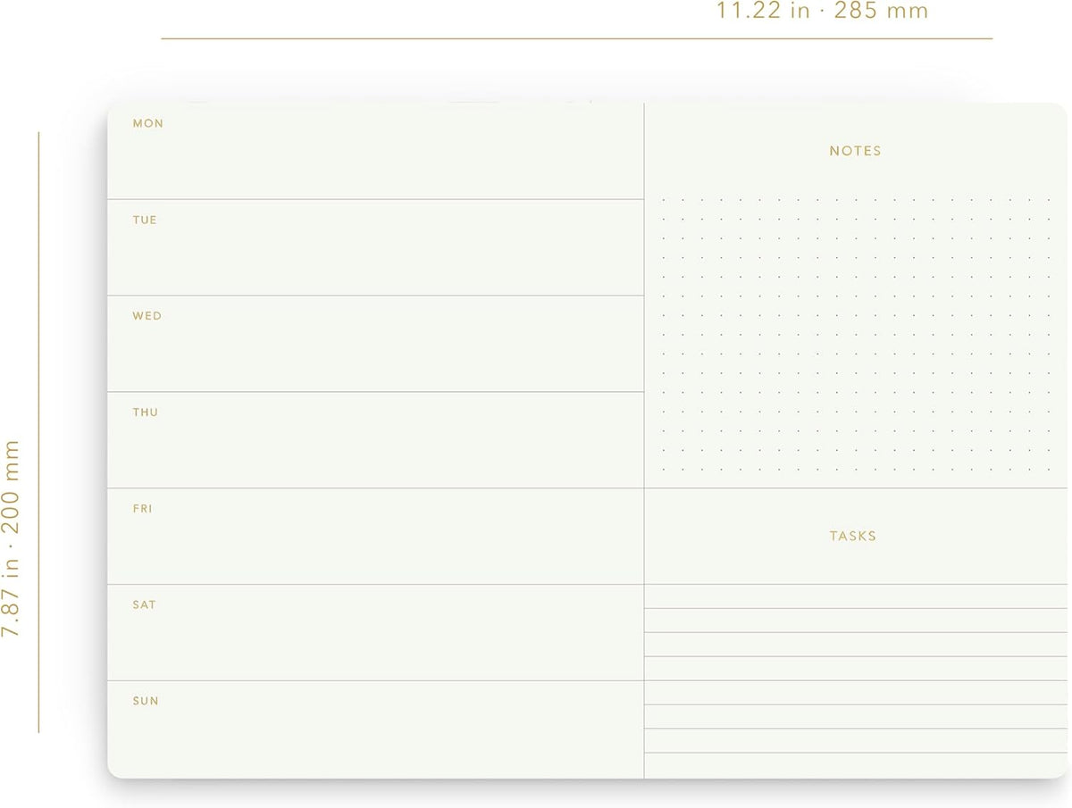 Elegant Weekly Planner Notepad, Undated, 11.22" x 7.87", 52 Sheets (Whole Year), Gold Foil, Tear Off Sheets, Minimalist Work Planner Pad, Weekly To Do List Notepad, Eco-friendly, FSC™ Certified Weekly Desk Planner