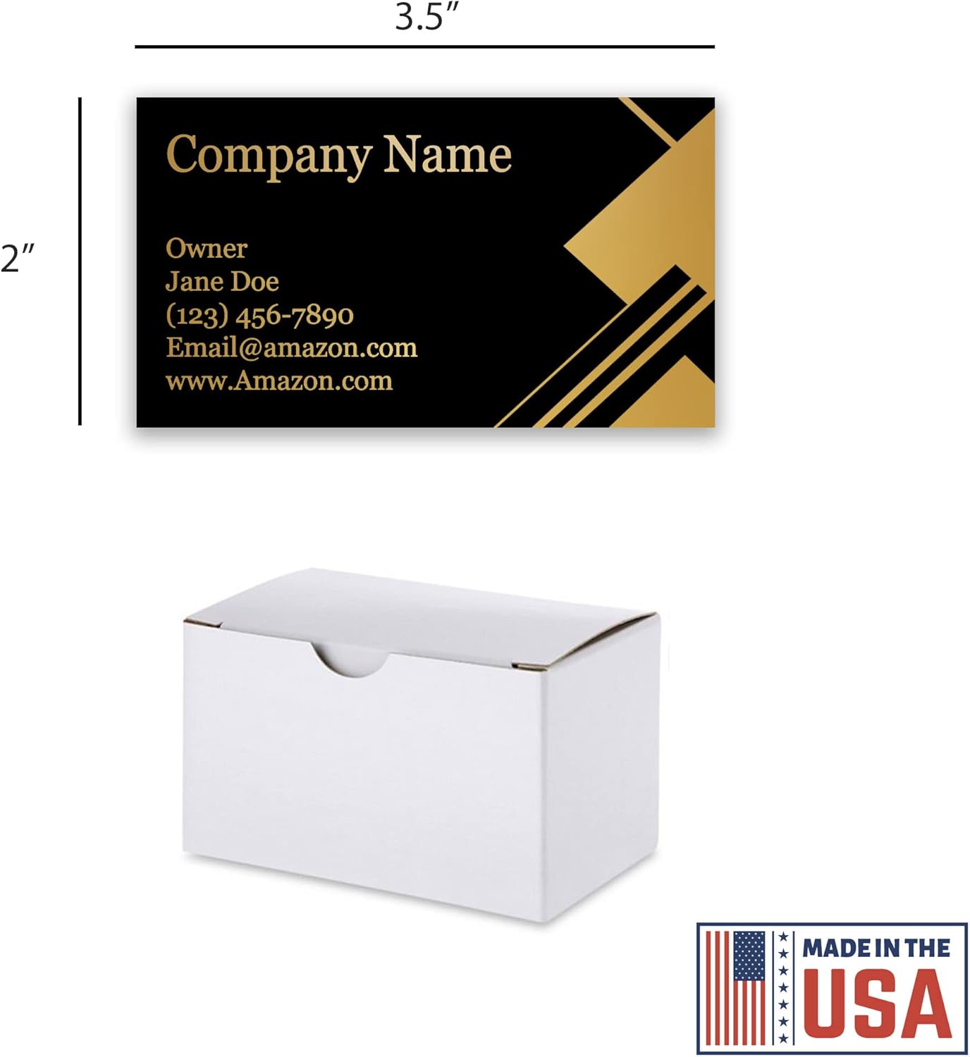 Personalized Gold Foil Black Business Cards 100 Pack - 3.5" x 2" Cards - 14 PT Thick Sturdy Cards - Unique Shiny Gold Foil - Made in the U.S.A. (Gold Luxury)