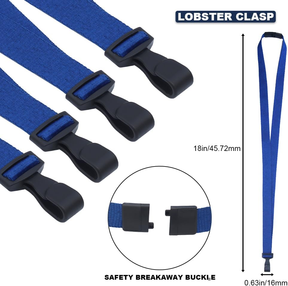 25 Pack Bulk-Polyester Breakaway Lanyards with Plastic No Twist Clip & Safety Breakaway Clasp-Great for Radiology-School Hospital-MRI Safe-Neck Strap I.D. Badge Holders 36” (Blue) by BETOOM