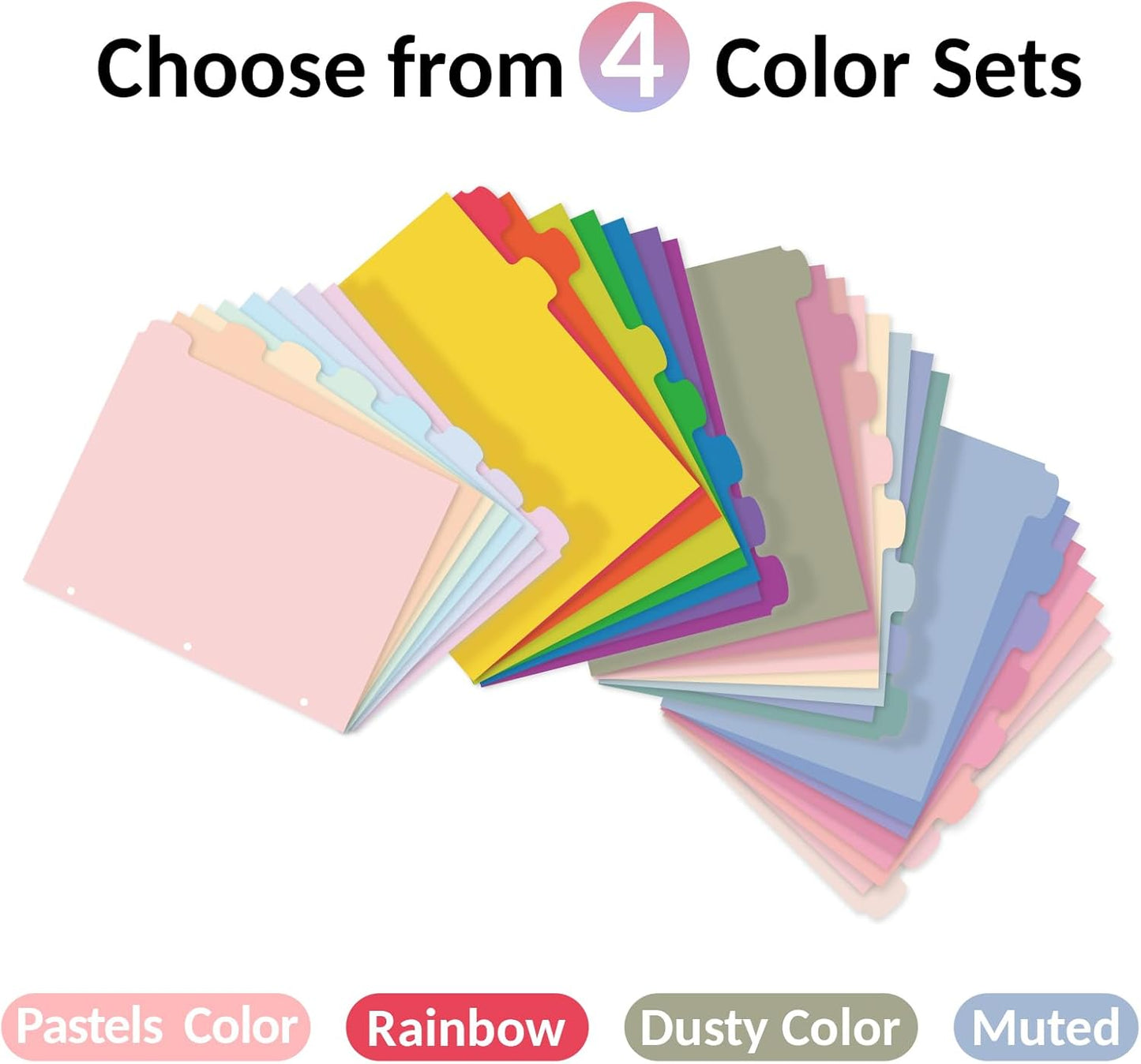 Sooez 8 Tabs Long-Lasting Plastic Write & Erase Large Tabs Dividers for 3 Ring Binder, Aesthetic Cute Pastels Binder Dividers for Student, Teacher, Office, Home Organizers, 2 Sets, Pastels Color
