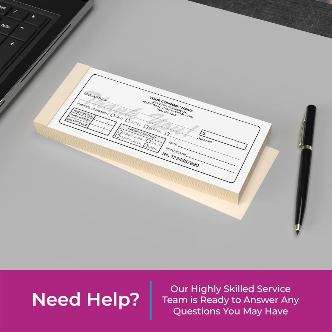 Custom 2.83" x 7" Carbonless NCR Books in 3-Part Triplicate Invoices, Receipts, Work Orders, Sales Orders, Purchase Orders, Estimates, Quote Forms with Your Company/Business Name (99 Sets)