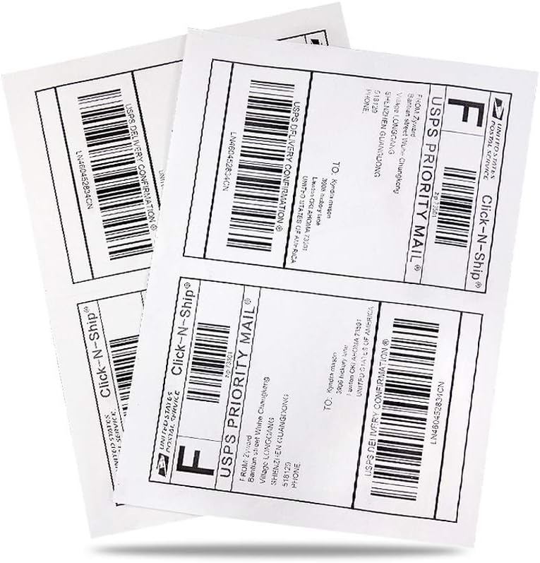 8.5" x 5.5" Half Sheet Self Adhesive Shipping Labels for Laser or Inkjet Printer (200 Labels)