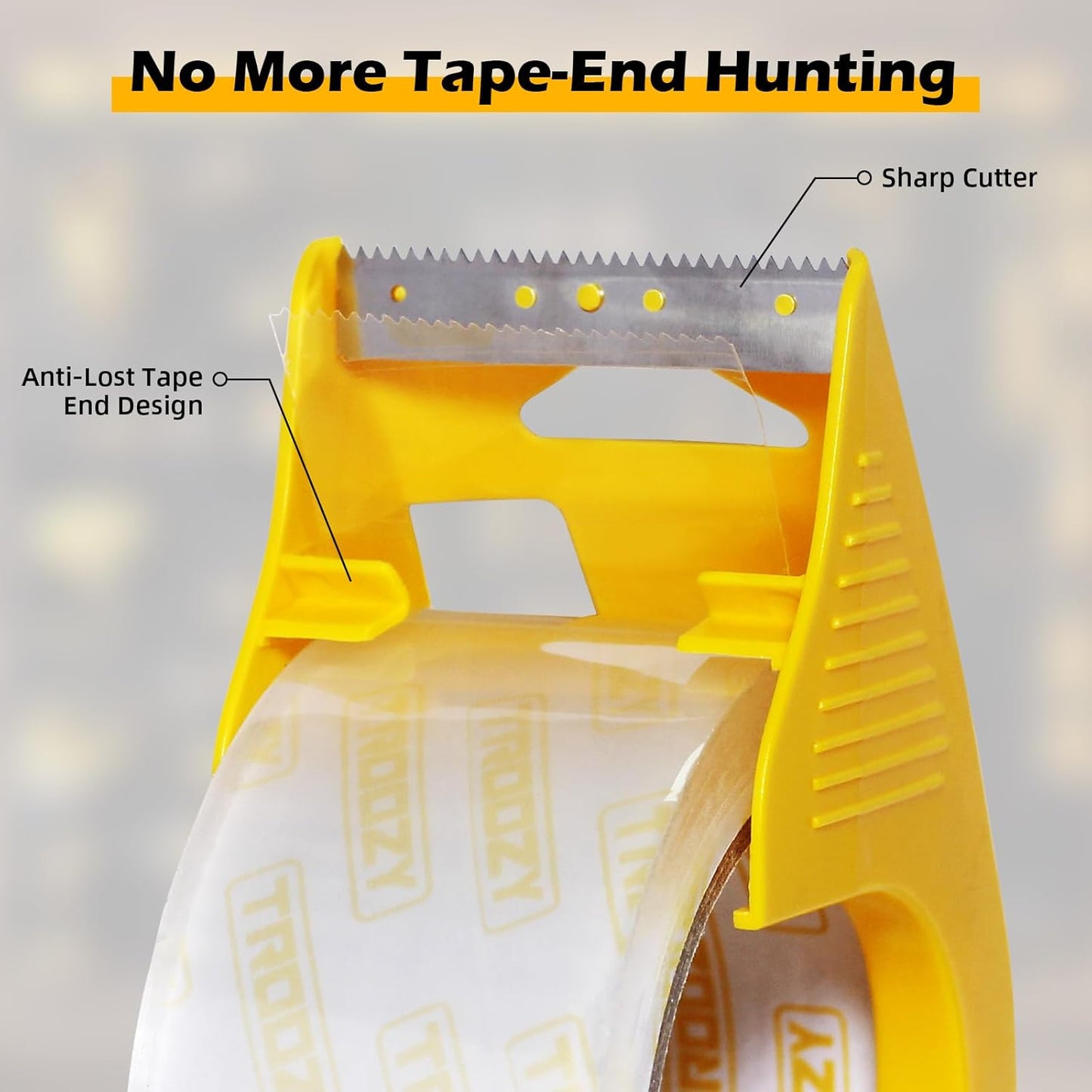 Clear Heavy Duty Packing Tape with Dispenser for Packing Shipping Moving and Storage, 2.68 Mil Thick, 1.88 in x 66 yd, 1 Pack