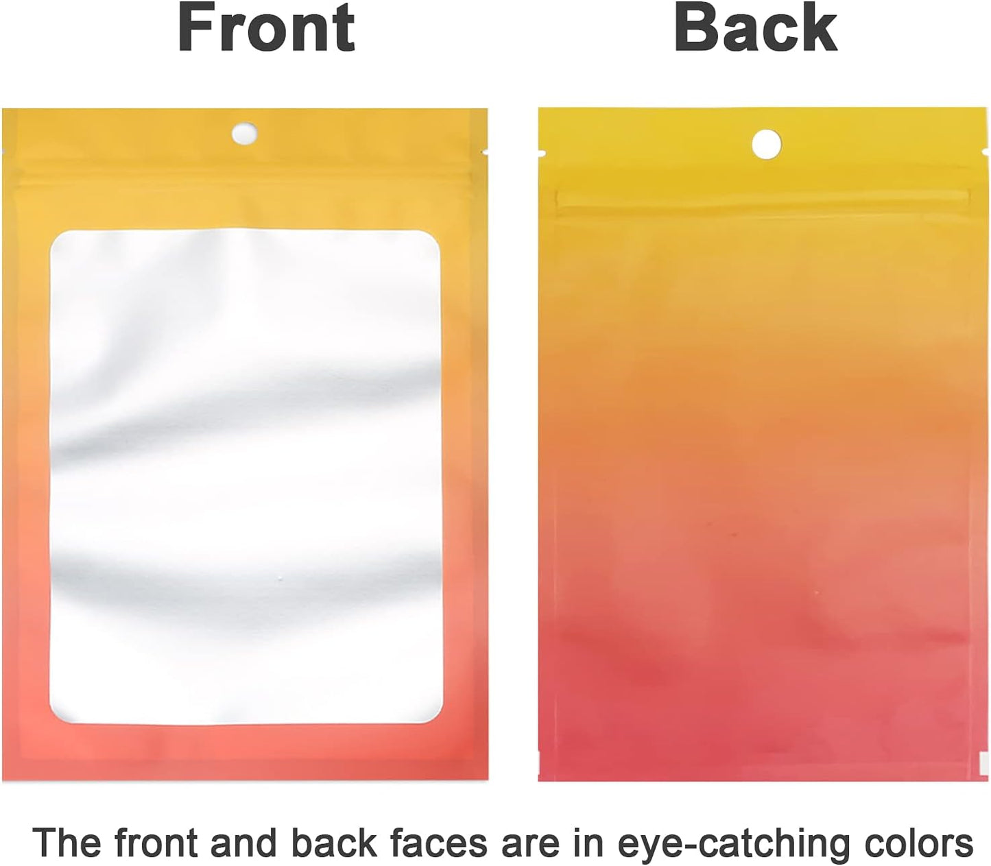 100 Pcs Resealable Mylar Bags, Gradient Color Food Storage Bags, Zip Bag Foil Bags Packaging Pouch for Food Storage, Sample, Small Business (Yellow Orange, 2.7 X 3.9 Inch)