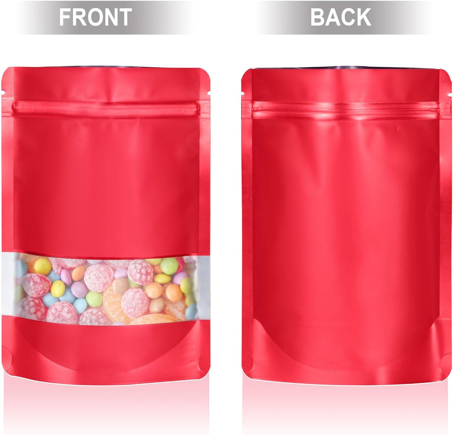 3.5"x5" 120pcs Mylar Bags for Food Storage,Smell Proof Bag with Matte Window Resealable Food Storage Bags for Small Business, Stand-up Foil Pouch Packaging Freeze Dried Candy Bag(Red)