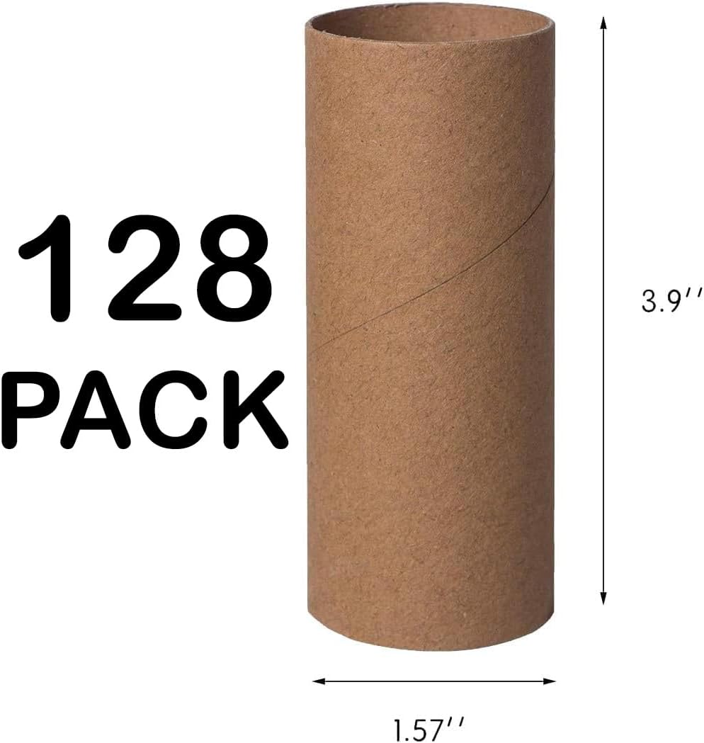 128 Pack Thick Cardboard Tubes for Crafts - Bulk Craft Rolls - Round Cardboard Tubes - Craft Tubes - Toilet Paper Rolls Crafts - Paper Tube For Crafts - Craft Round Tubes 1.57 x 3.9 Inches - Brown