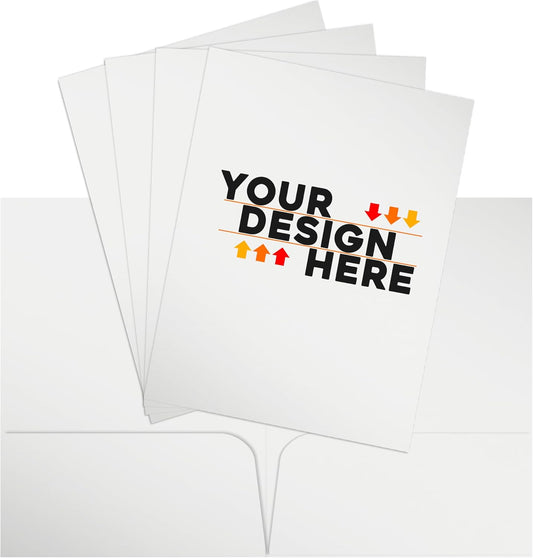 JAM PAPER Custom Printed Semi-Gloss Folders with Round Corner Pockets - Personalized Logo & Text - 10pt C2S - White - 250/Pack