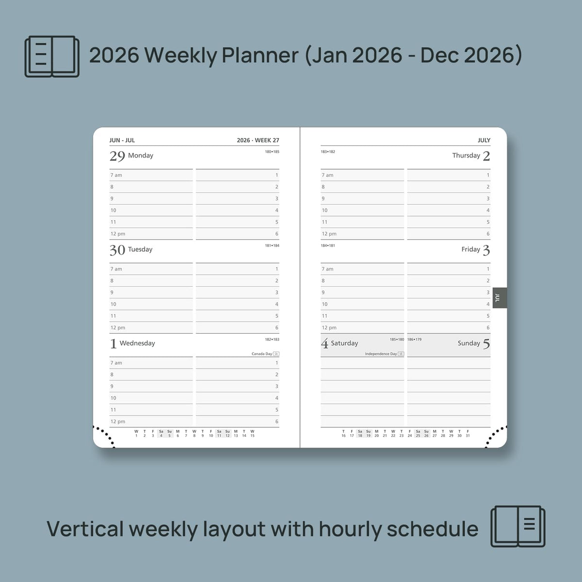 POPRUN Pocket Calendar 2026 (Small Size- 4'' x 6.25") Weekly and Monthly for Purse - Planner 2026 (Jan. 2026 - Dec. 2026) with Vegan Leather Soft Cover, Pen Holder and More - Burgundy Red
