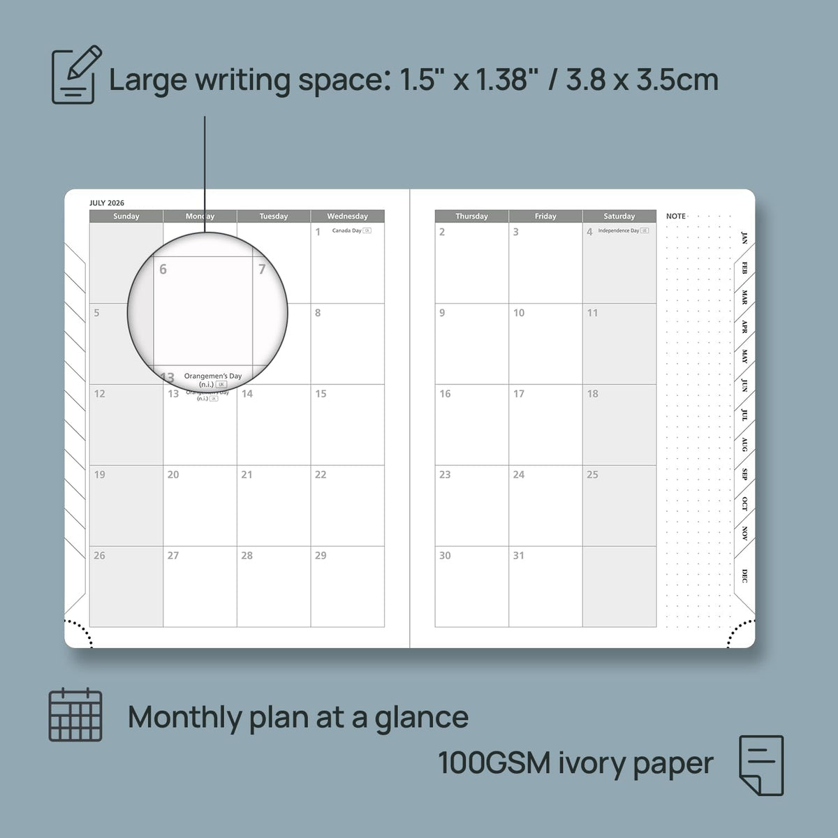POPRUN 2026 Planner (Medium - 6.5'' x 8.5'') - 2026 Weekly Calendar ((Jan. 2026 - Dec. 2026) with Hourly Time Slots, Weekly/Monthly Appointment Book for Time Management - Leather Soft Cover - Blue Green