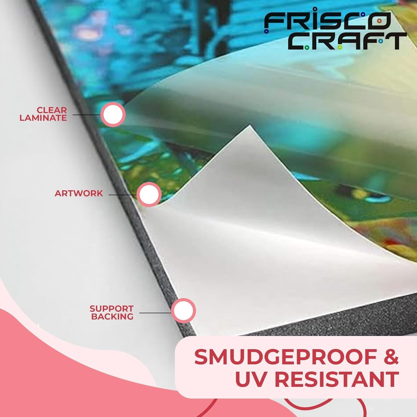 Frisco Craft Transparent Self Adhesive Laminating Roll - Self Laminating Sheets - Clear Vinyl for Decals, Sticker, & More - No Heat Sealing, Glossy, Clear Sheets (12" x 6 ft)