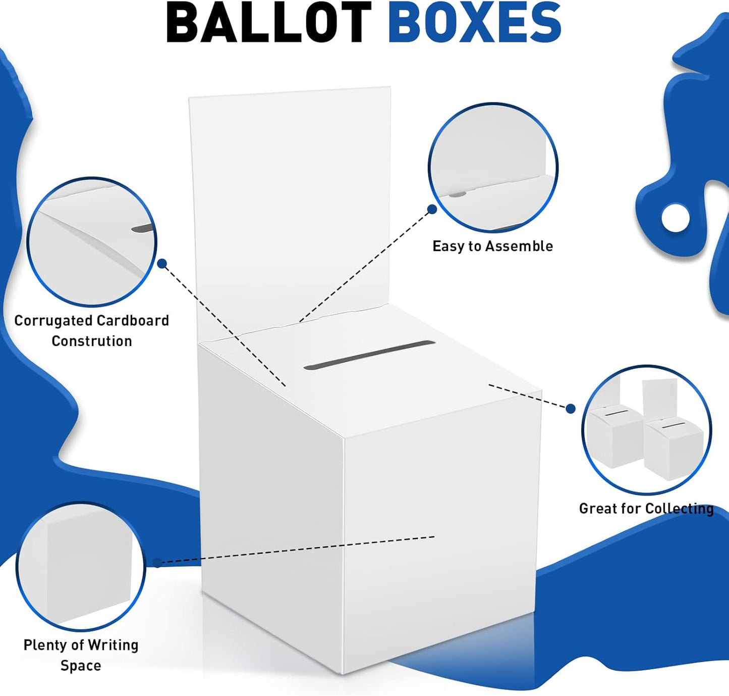 24 Pack Raffle Boxes for Fundraising, Ballot Boxes Suggestion Boxes Raffle Boxes with Slot Cardboard Raffle Ticket Box with Removable Header for Collecting Business Card Voting Contes