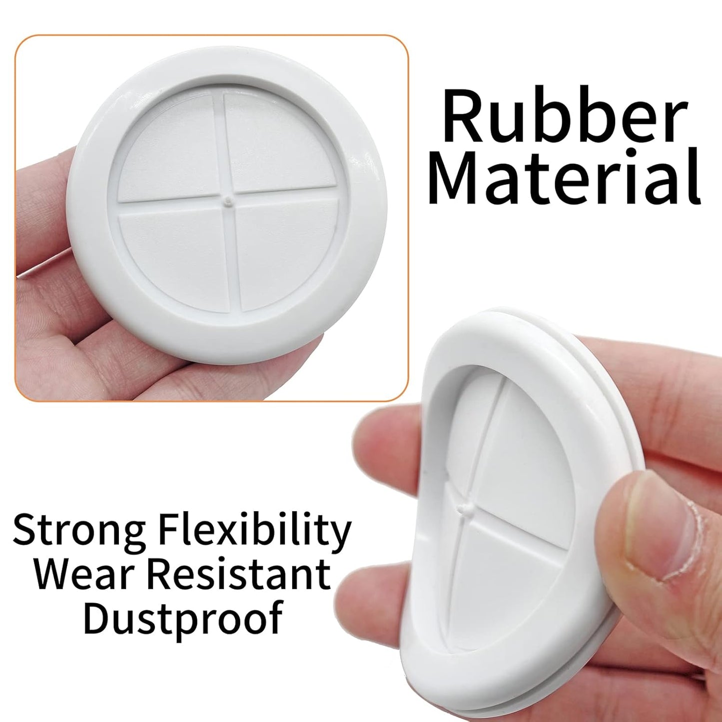 4 Pack Rubber Grommets 2" Inside Diameter 2-3/8" Drill Hole, Firewall Plug Grommet Rubber Grommets Wire Protection, Double Sided Round (White)