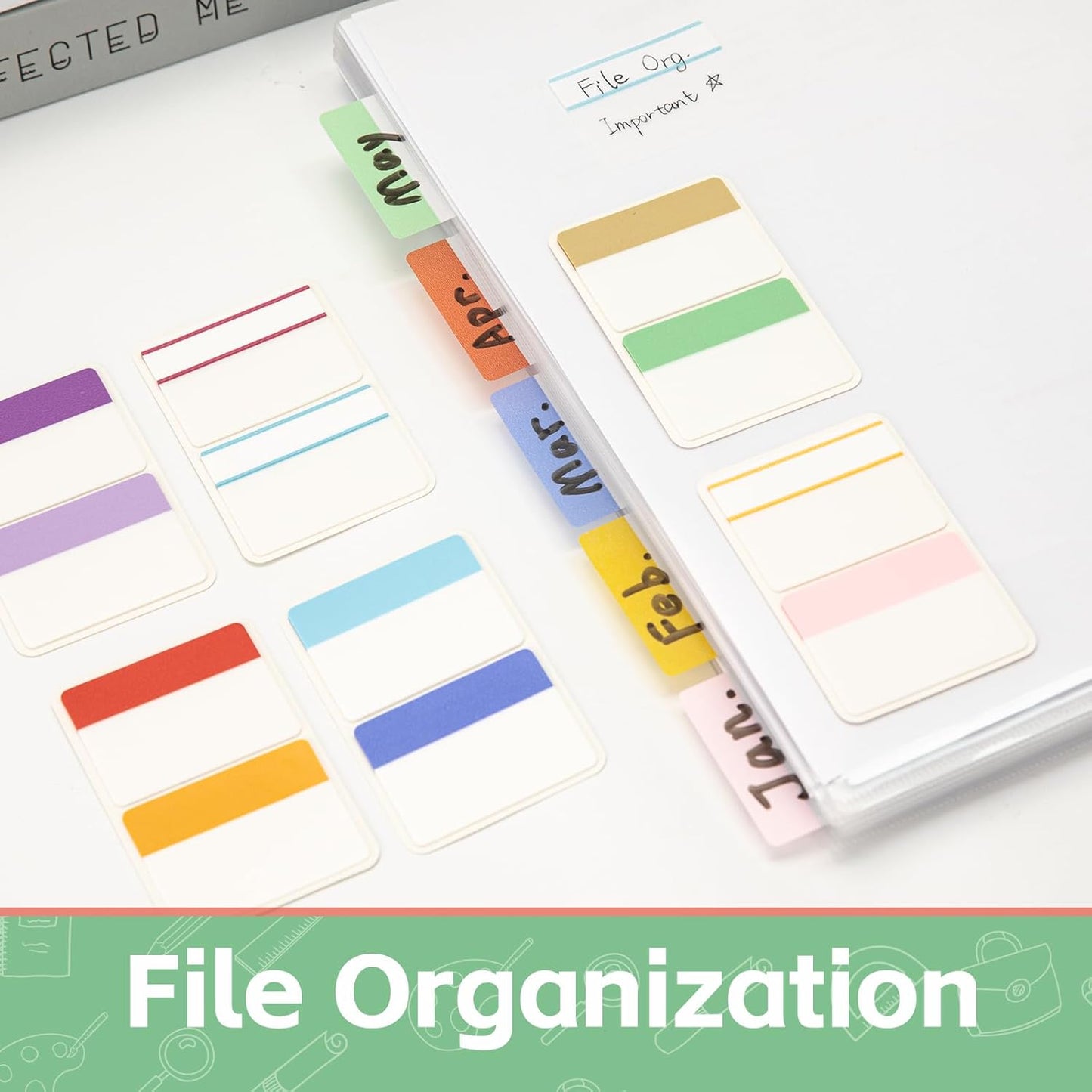 KICNIC Sticky Tabs 960 Pcs 2Inch, Pastel Book Tabs, Adhesive BOPP Page Tabs, Transparent Annotation Labels, Tabs for Notebooks, Small Markers for School, College, Office (12 Colors)